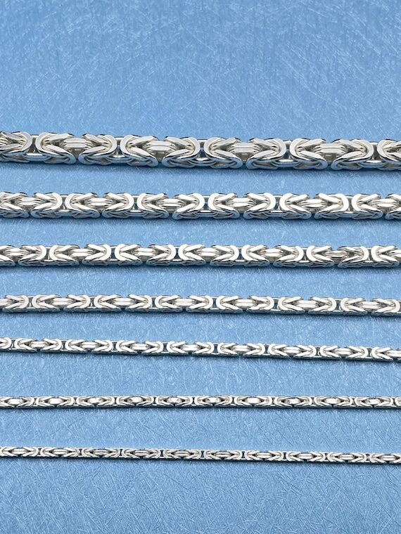 925 Sterling Silver White Byzantine Chain Nec...
