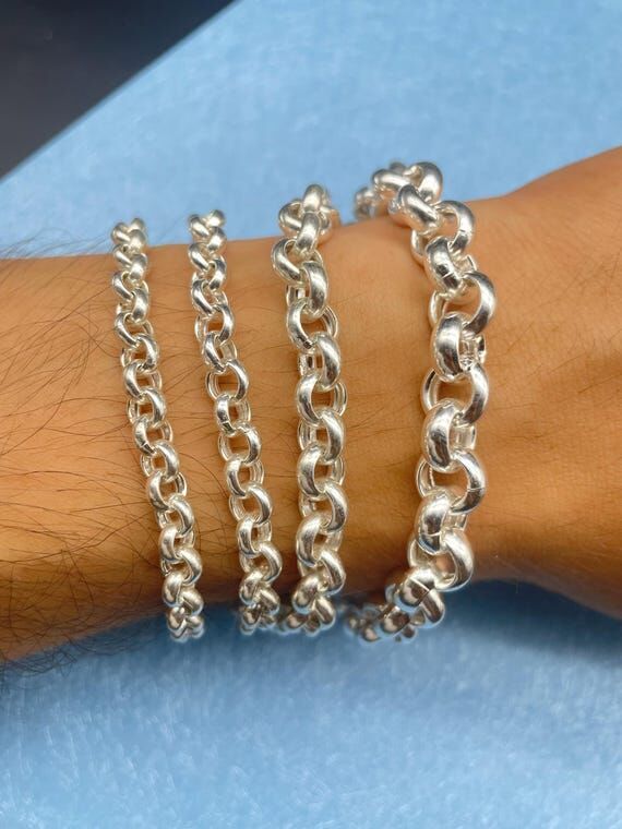 925 Sterling Silver Rolo Link Bracelet - Hand...