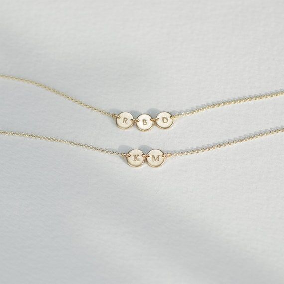 MIA 2-3 Tiny Discs Necklace, Dainty Necklace,...