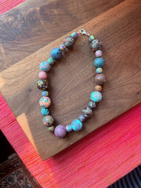 Chunky Handmade Polymer Clay Bead Statement N...