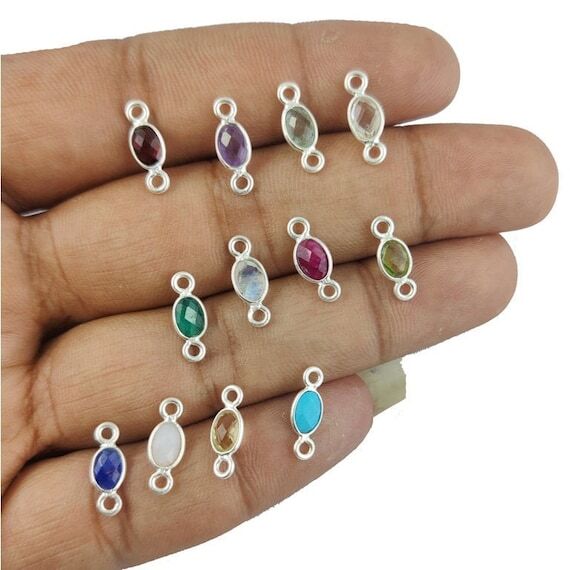 Birthstone Oval Sterling Silver Bezel Charms ...