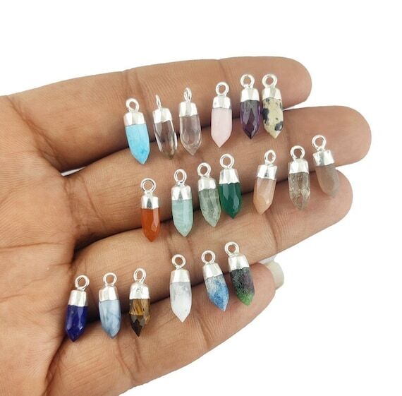 Silver Cap Semi Precious Gemstone Little Spik...