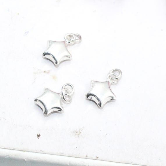 925 Sterling Silver 3D Star Charm, Minimalist...
