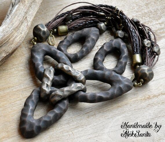 Brown and Bronze Jewelry Set: Unusual Stateme...