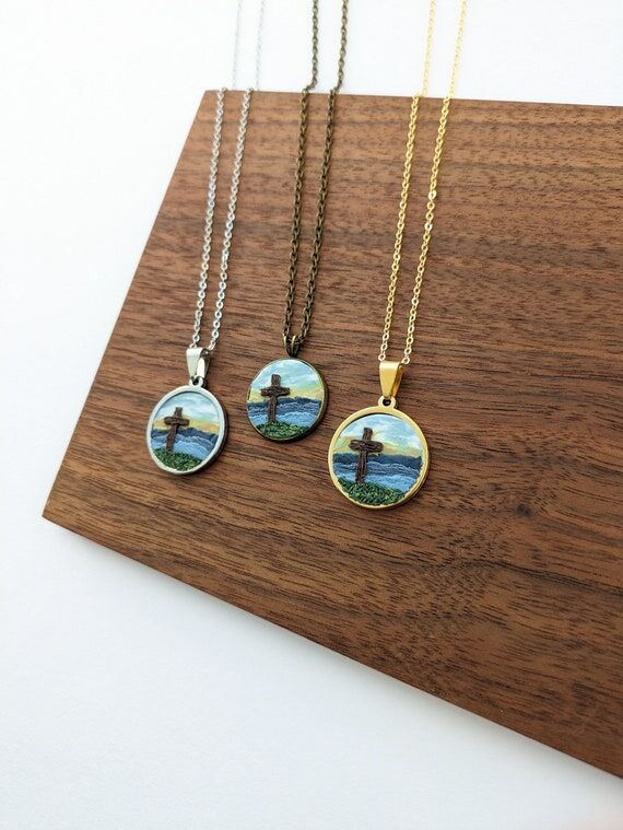 Handmade Mountain Cross Clay Necklace | Chris...