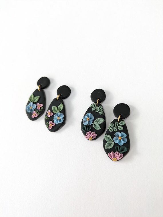Handmade Elegant Spring Floral Clay Earrings|...