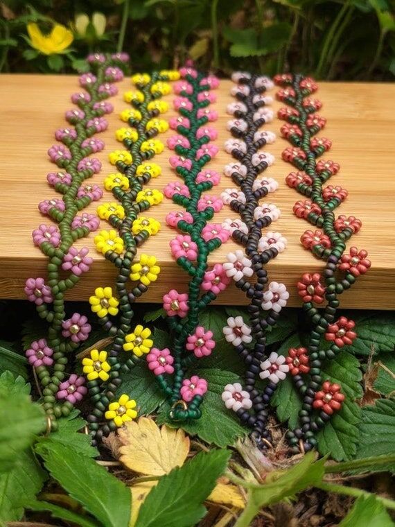 Flower Vine Anklet, Miyuki Seed Bead Handmade...