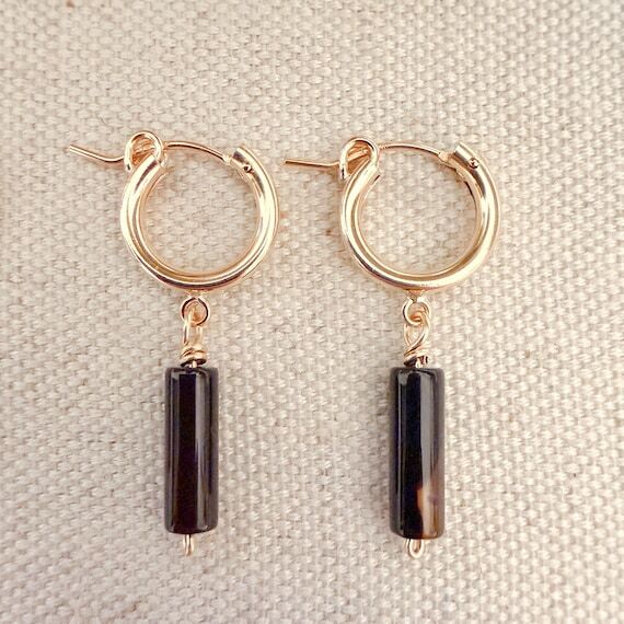 Gemstone Hoop Earrings | 14k Gold Filled, Han...