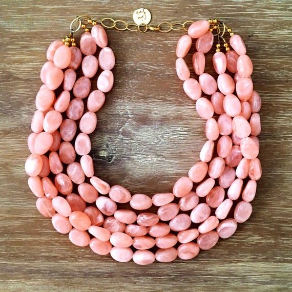 Necklace for Women Peach Bead Necklace – Ch...