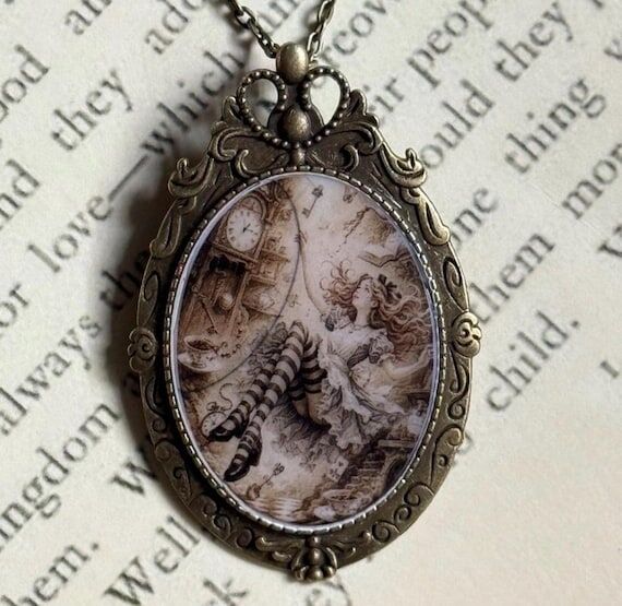 Whimsical Vintage Cameo Necklace and Brooch, ...