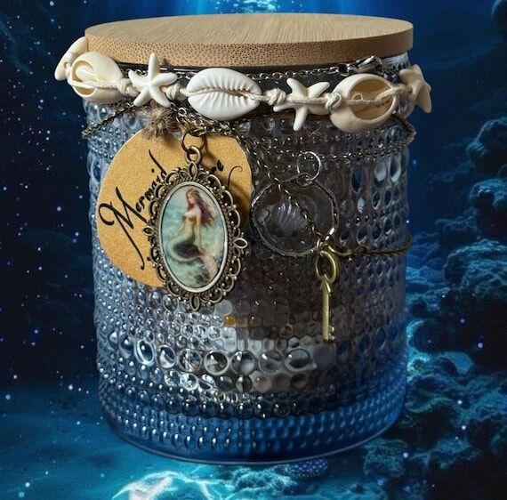 Mermaid Treasure Jar with Handmade Charms –...