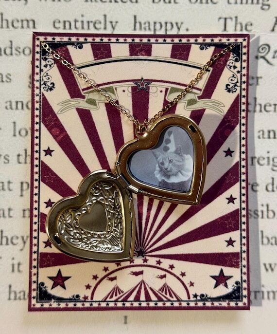 Clown cat heart necklace handmade...
