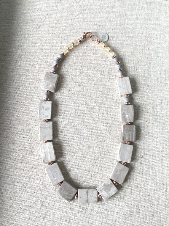 Handmade Stone Necklace Druzy Rose Gold Hemat...