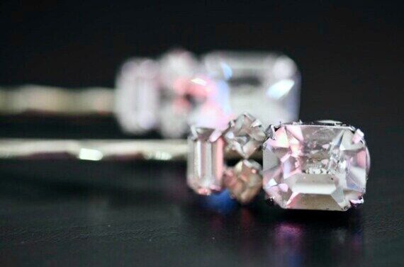 Vintage Rhinestone Bobby Pins, Upcycled Squar...