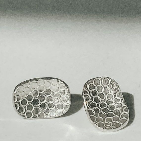 Handmade oval stud textured earrings...