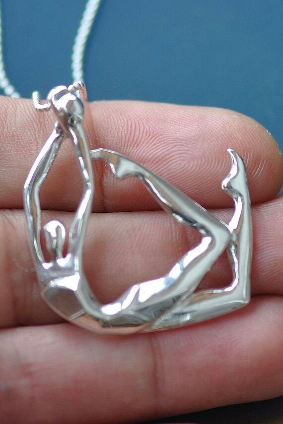 Artistic Swimmer Pendant Necklace, Silver Gym...