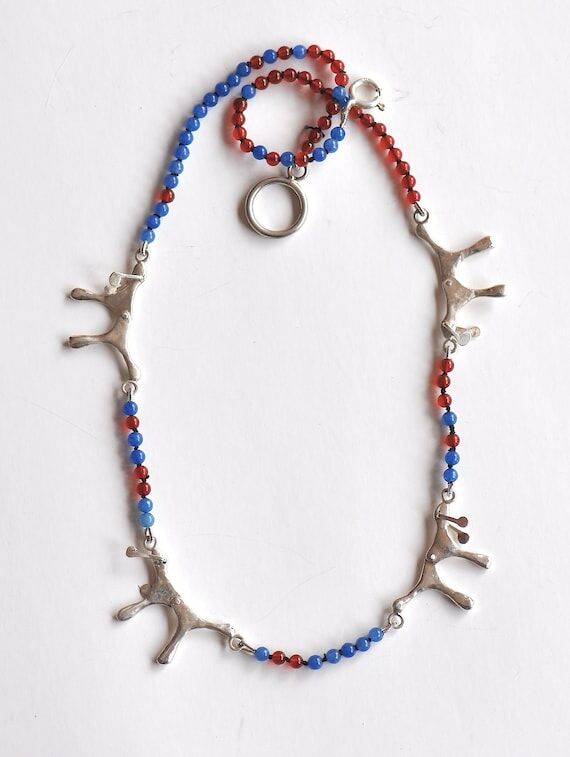 Agate Beaded necklace, articulated Dogs Neck...