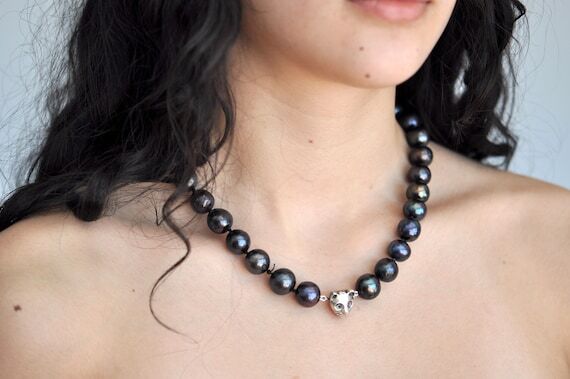 Big Black Pearl Necklace, fine jewelry, mom C...