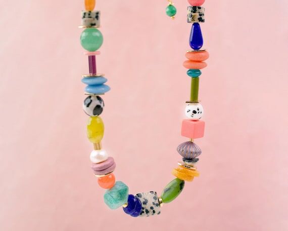 Bright beaded jewelry, Handmade statement jew...
