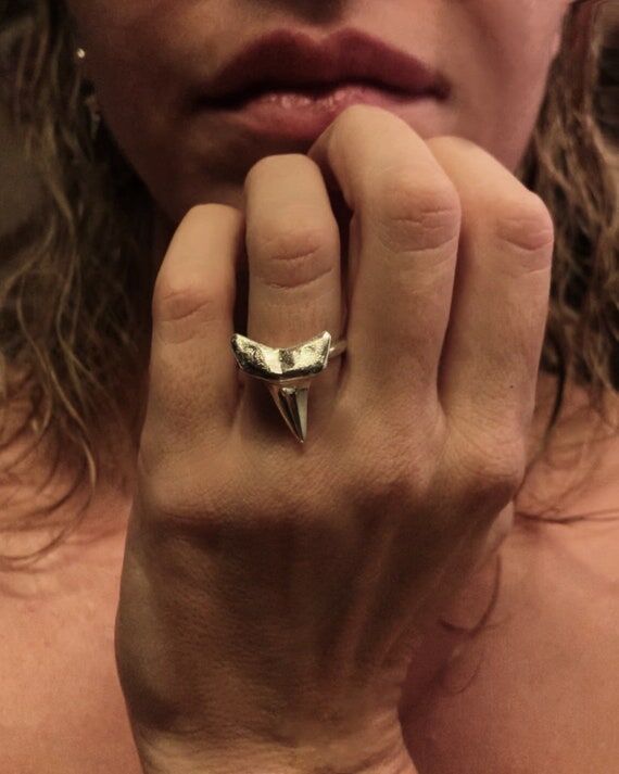 Shark Tooth Ring solid Sterling silver 925 or...