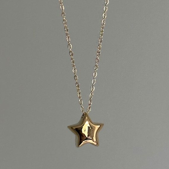 Mini Puffed Star Necklace Puffy Chunky Star P...
