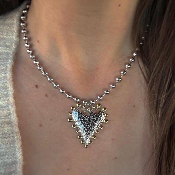 Mixed Metal Ball Chain Choker Necklace - Puff...