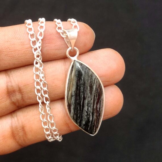 Handmade Picasso Jasper Pendant: Silver Plate...