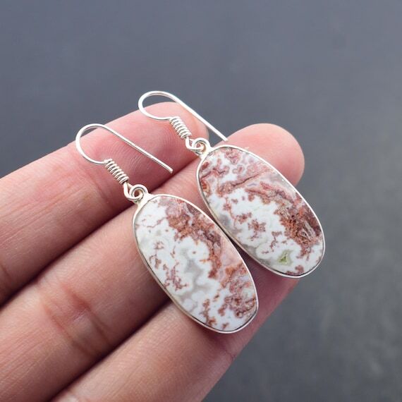 Natural Rosita Jasper Gemstone Earrings Earri...