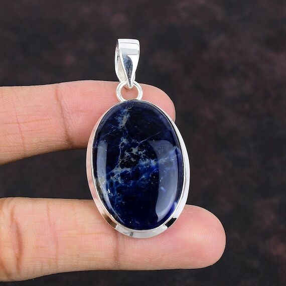 Handmade Oval Sodalite Pendant: 925 Sterling ...