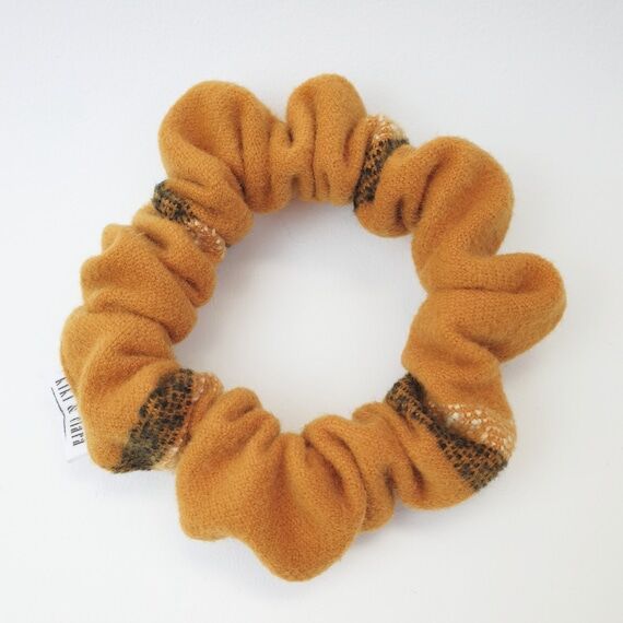 Skinny scrunchie, soft brushed mustard colour...