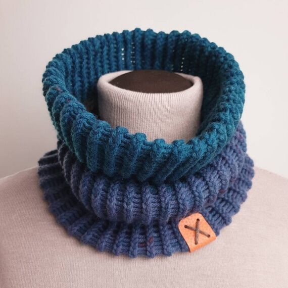 Cosy knitted neck warmer. Handmade infinity s...
