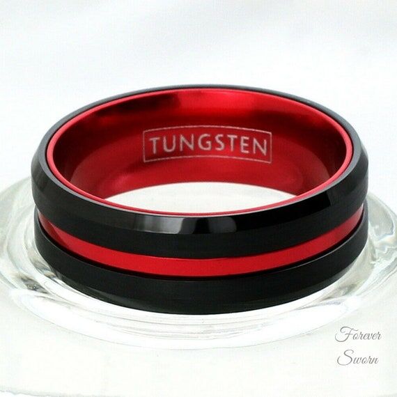Thin Red Line Ring | Firefighter Gift | Men's...
