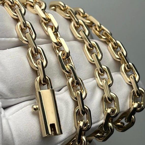 Handmade 14k Yellow Gold Anchor Chain - Solid...