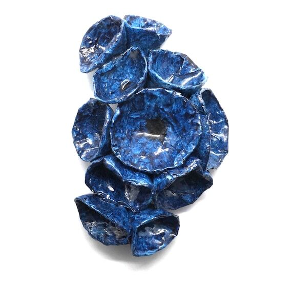 Brooch with blue flowers handmade, an elegant...