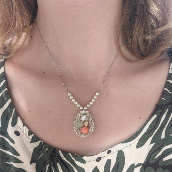 Unique handmade silver 925 necklace with wire...