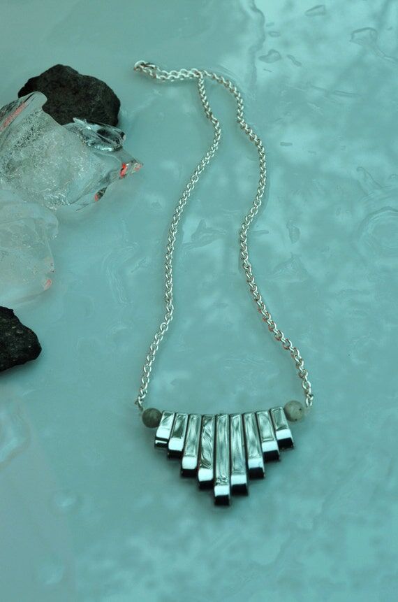 Titanium hematite, agate, and silver handmade...