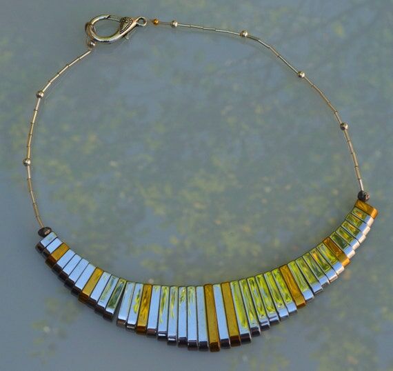 Silver titanium hematite and silver necklace,...