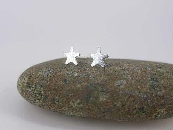 Sterling Silver Star Studs: Tiny Celestial Ea...