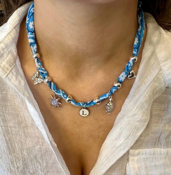 Custom Bandana Charm Necklace, Scarf Necklace...