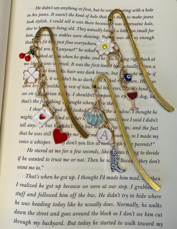 Custom Charm Bookmark Gold Bookmark Book Love...