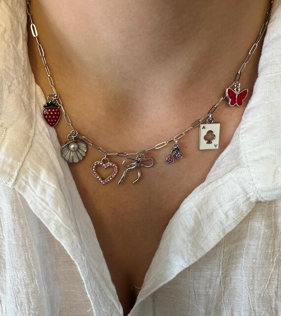 Custom Silver Charm Necklace Personalized jew...