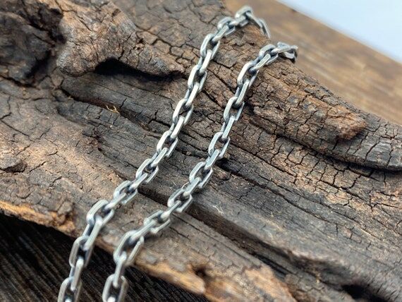 2.5mm Oxidized Silver Chain Cable Chain 925 S...