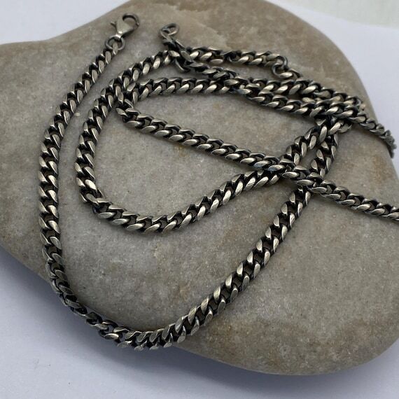 Mens Silver Chain Cuban Chain 925 Solid Silve...