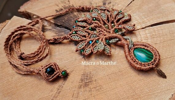 Macramé Tree of Life, necklace, macrame, mal...