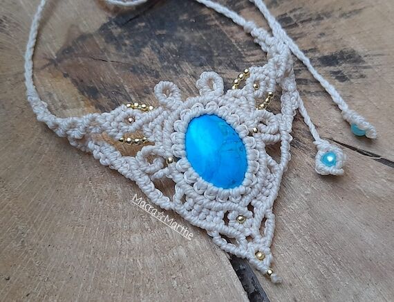 Macrame necklace, blue jasper, jasper, handma...