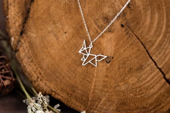 Custom Origami Fox Necklace: Sterling Silver ...