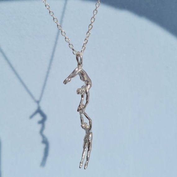 Sterling silver acrobat pendant / Handmade / ...