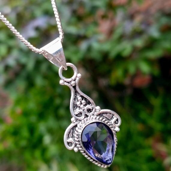 Faceted Amethyst Pendant Necklace: Sterling S...