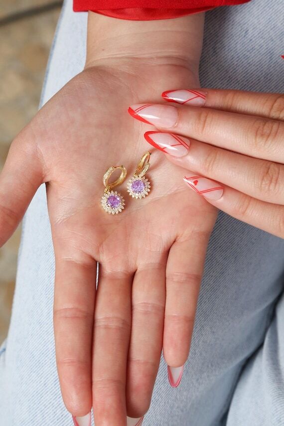 Alexandrite Birthstone Earrings, Sterling Sil...
