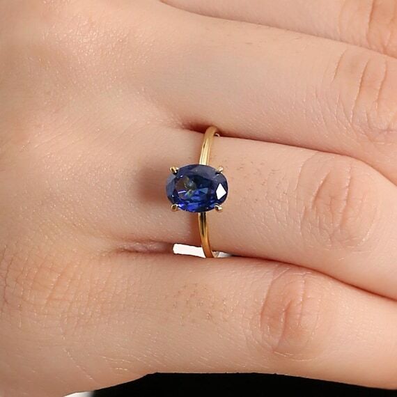 Tanzanite Oval Cut Ring, Tanzanite Silver Rin...